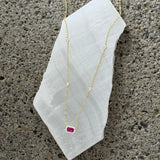 GOLD PINK SAPPHIRE CRYSTAL CUSHION CUT necklace