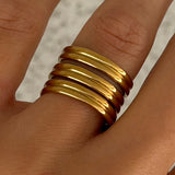 GOLD QUINTET STEEL ring