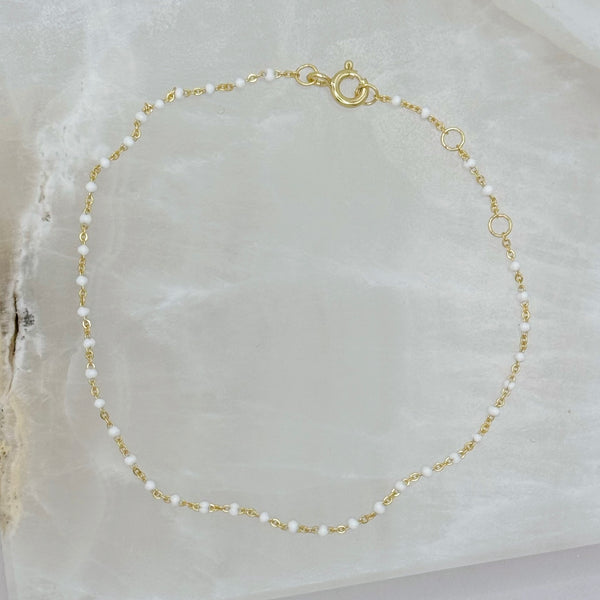 GOLD DAINTY WHITE BEADED bracelet