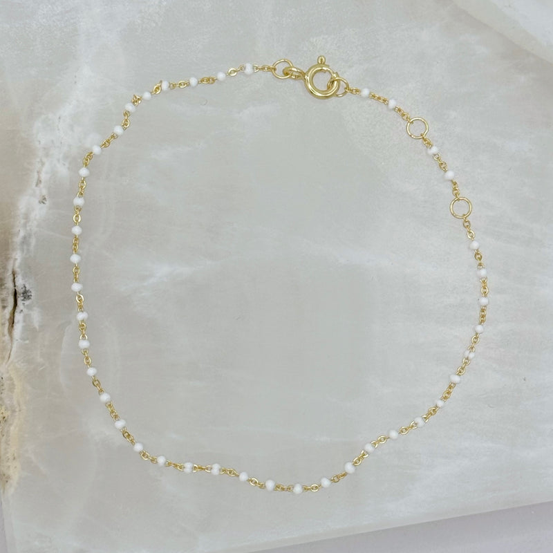 GOLD DAINTY WHITE BEADED bracelet