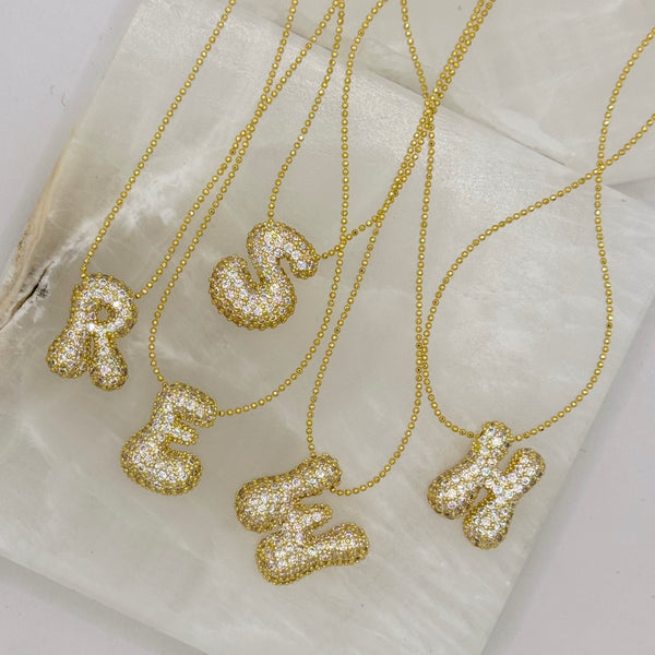 CRYSTAL GROOVY BUBBLE INITIAL necklace