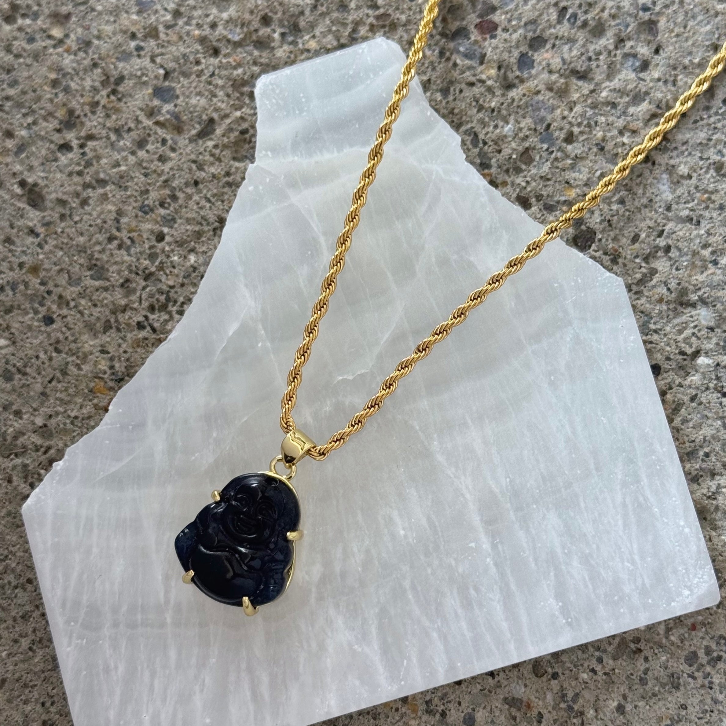 GOOD LUCK BUDDHA MINI BLACK JADE necklace