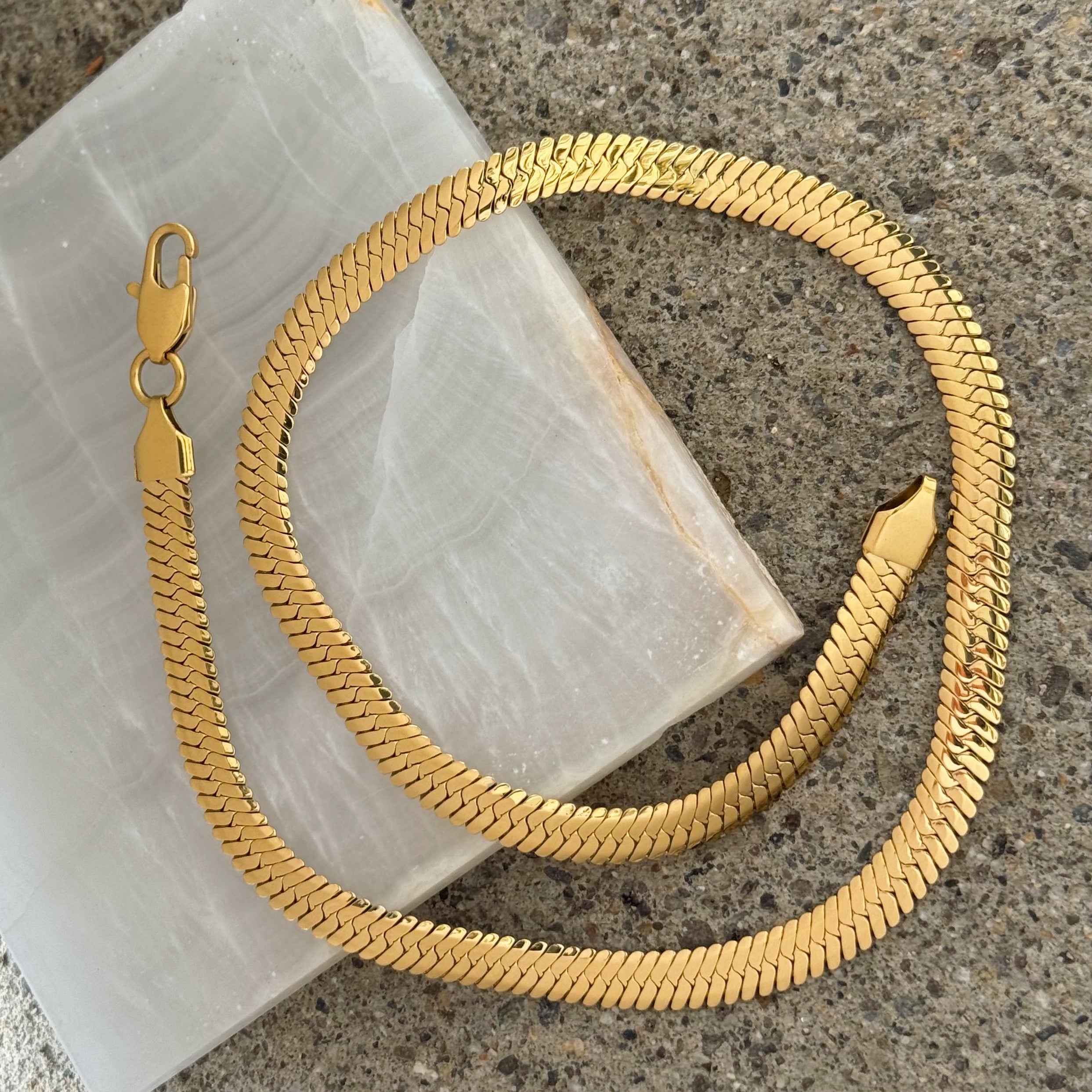 6MM GOLD STEEL HERRINGBONE necklace