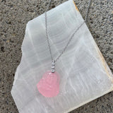 SILVER LIGHT PINK BUDDHA III STEEL MINI necklace