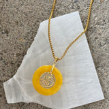 GOOD FORTUNE 30MM YELLOW JADE necklace