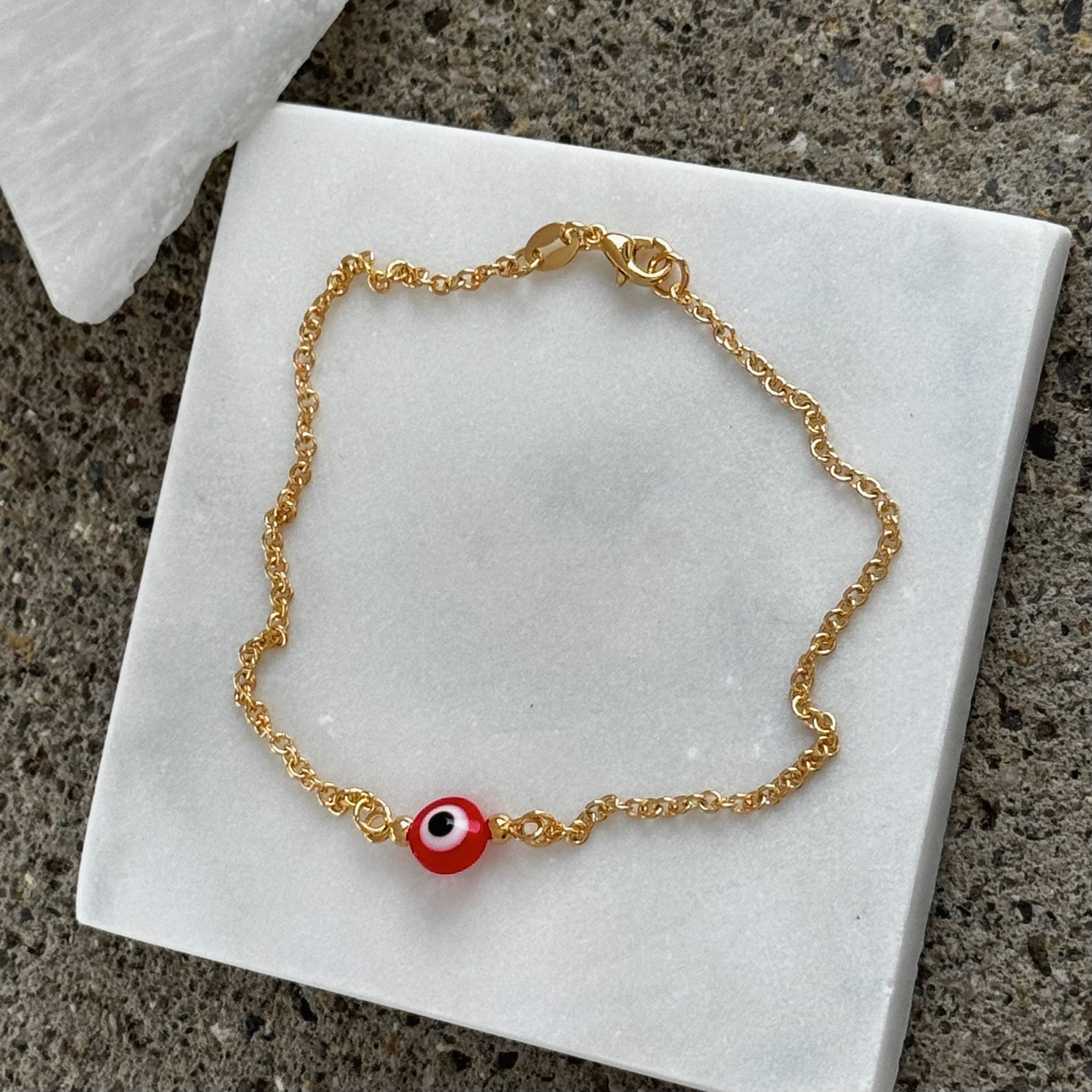 SINGLE RED EVIL EYE anklet