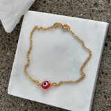 SINGLE RED EVIL EYE anklet