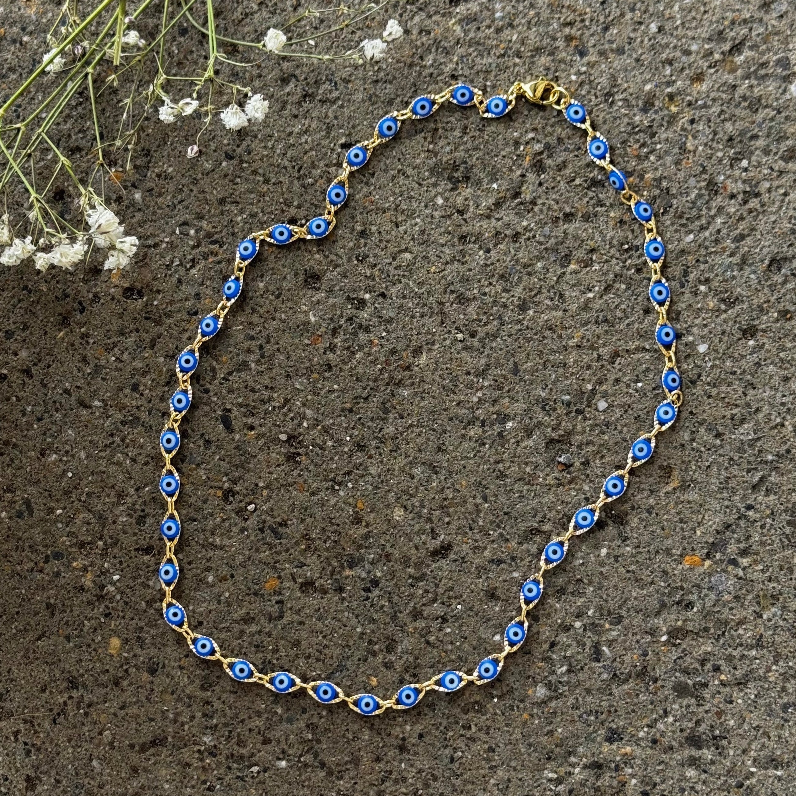 DARK BLUE EVIL EYE BEADED necklace