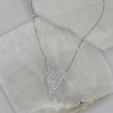 LARGE SILVER PAVE CRYSTAL HEART necklace