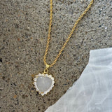 CRYSTAL HEART WHITE JADE necklace