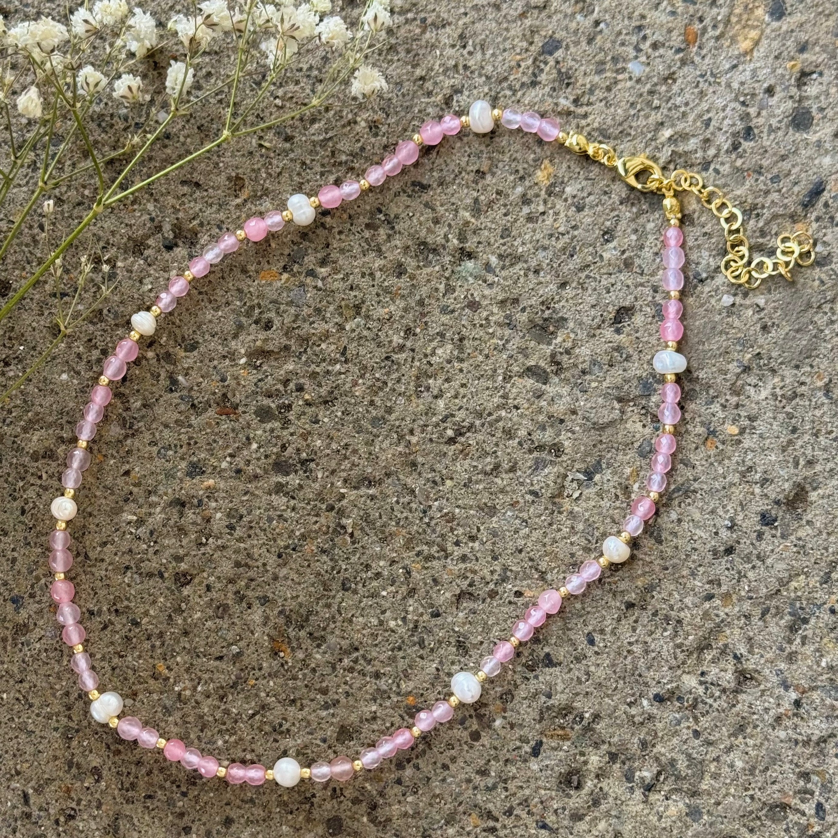 ROSE GOLD PEARL BEADED necklace
