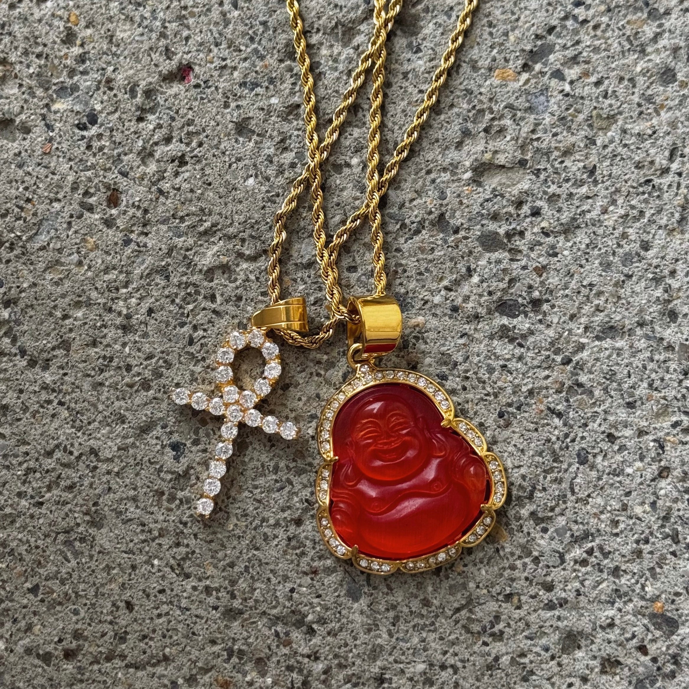 RED BUDDHA CRYSTAL ANKH set