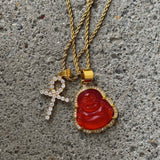 RED BUDDHA CRYSTAL ANKH set