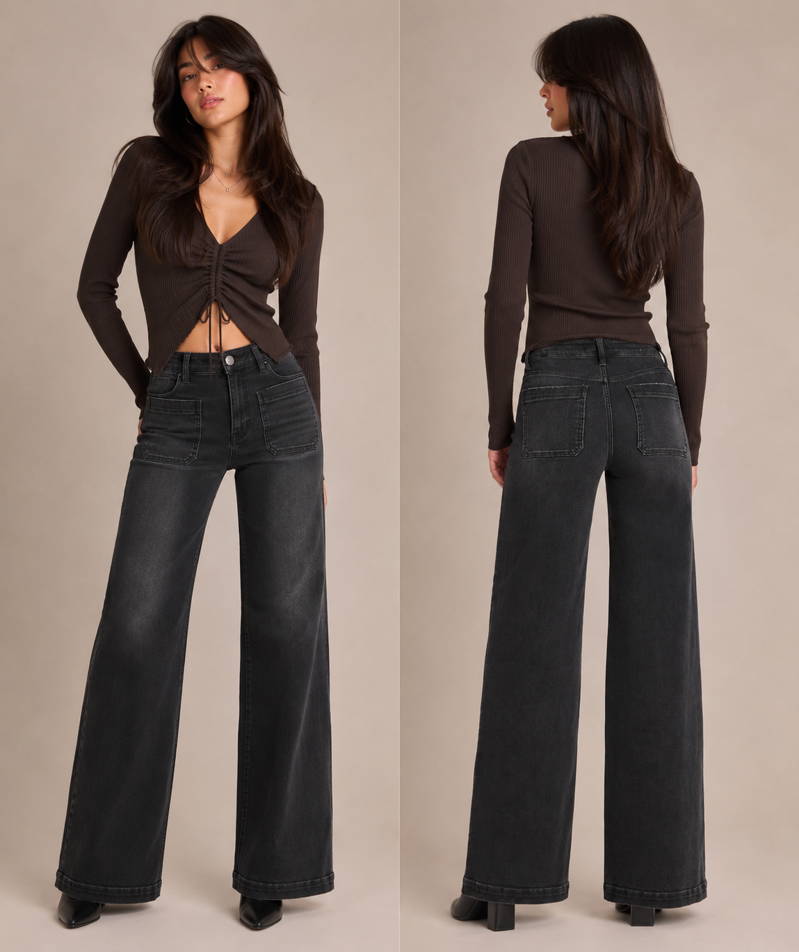PRISCILLA HIGH RISE BLACK WIDE TROUSE jeans