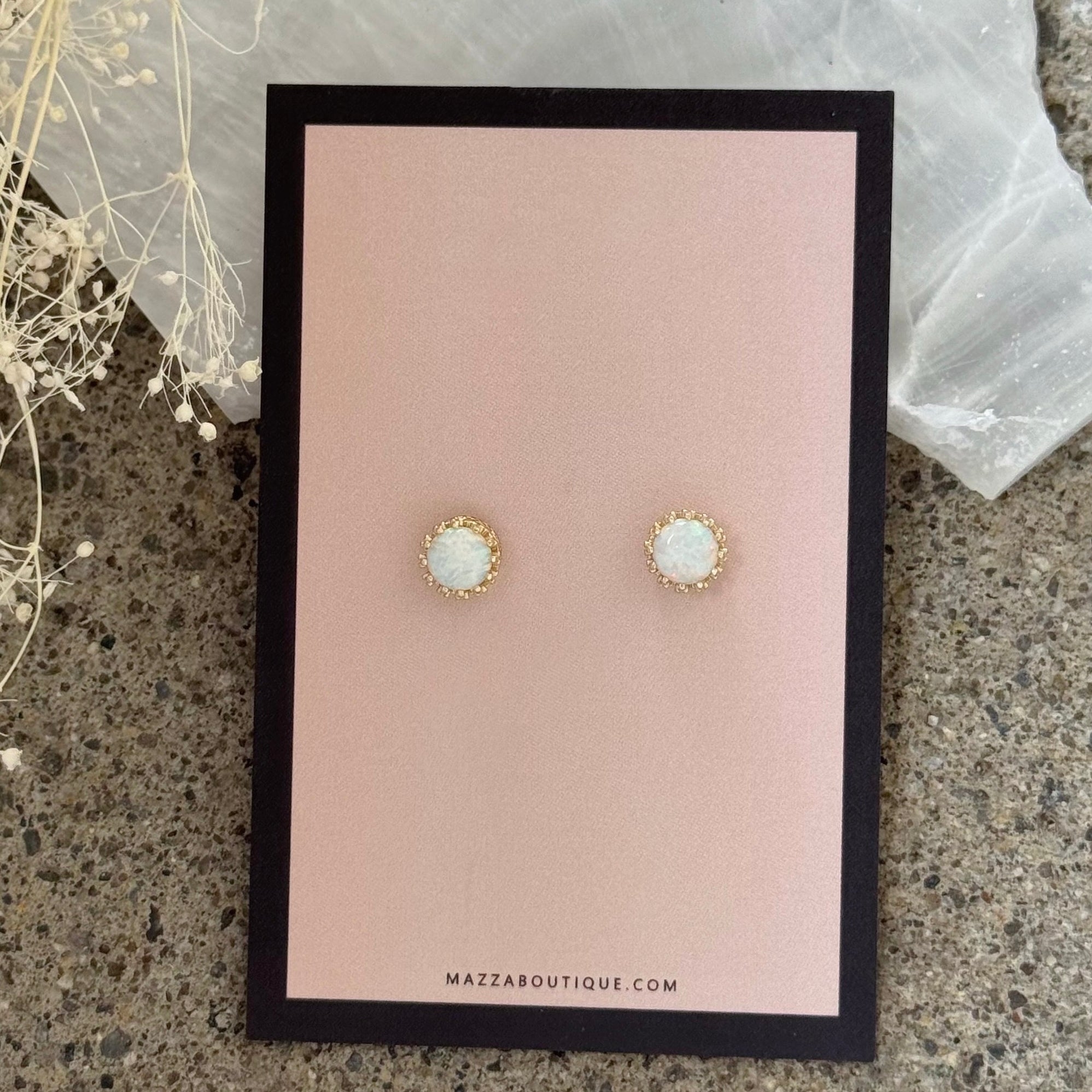 GOLD CROWNED OPAL STUD earrings