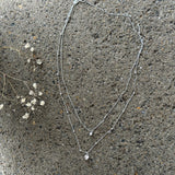 SILVER CRYSTAL STUD BUBBLE HEART DOUBLE necklace