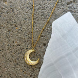 GOLD WHITE ENAMEL MOON necklace