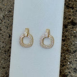 GOLD CRYSTAL LOOP LINK STUD earrings