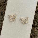 GOLD MAGICAL CRYSTAL BUTTERFLY STUD earrings