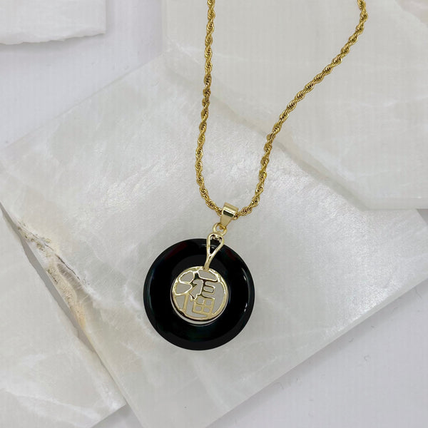 GOOD FORTUNE BLACK JADE necklace