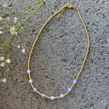 GOLD BLUE LACE AGATE BEADED necklace