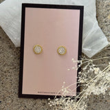GOLD ROPE ROUND CRYSTAL STUD earrings