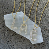 GOLD INITIAL CRYSTAL BAGUETTE necklace
