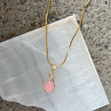 HEART ROUND PINK JADE necklace