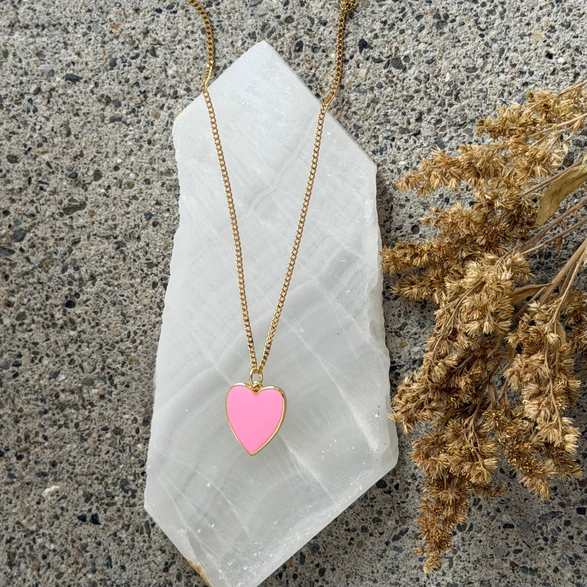 PINK HEART ENAMEL MINI necklace