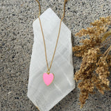 PINK HEART ENAMEL MINI necklace