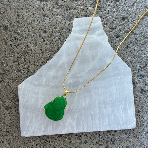 GOOD LUCK BUDDHA GREEN JADE MINI necklace