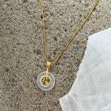 GOOD FORTUNE 20MM WHITE JADE necklace
