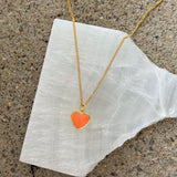 ORANGE ENAMEL HEART SUPER MINI necklace