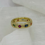 GOLD MULTICOLOR CHUNKY BAND ring