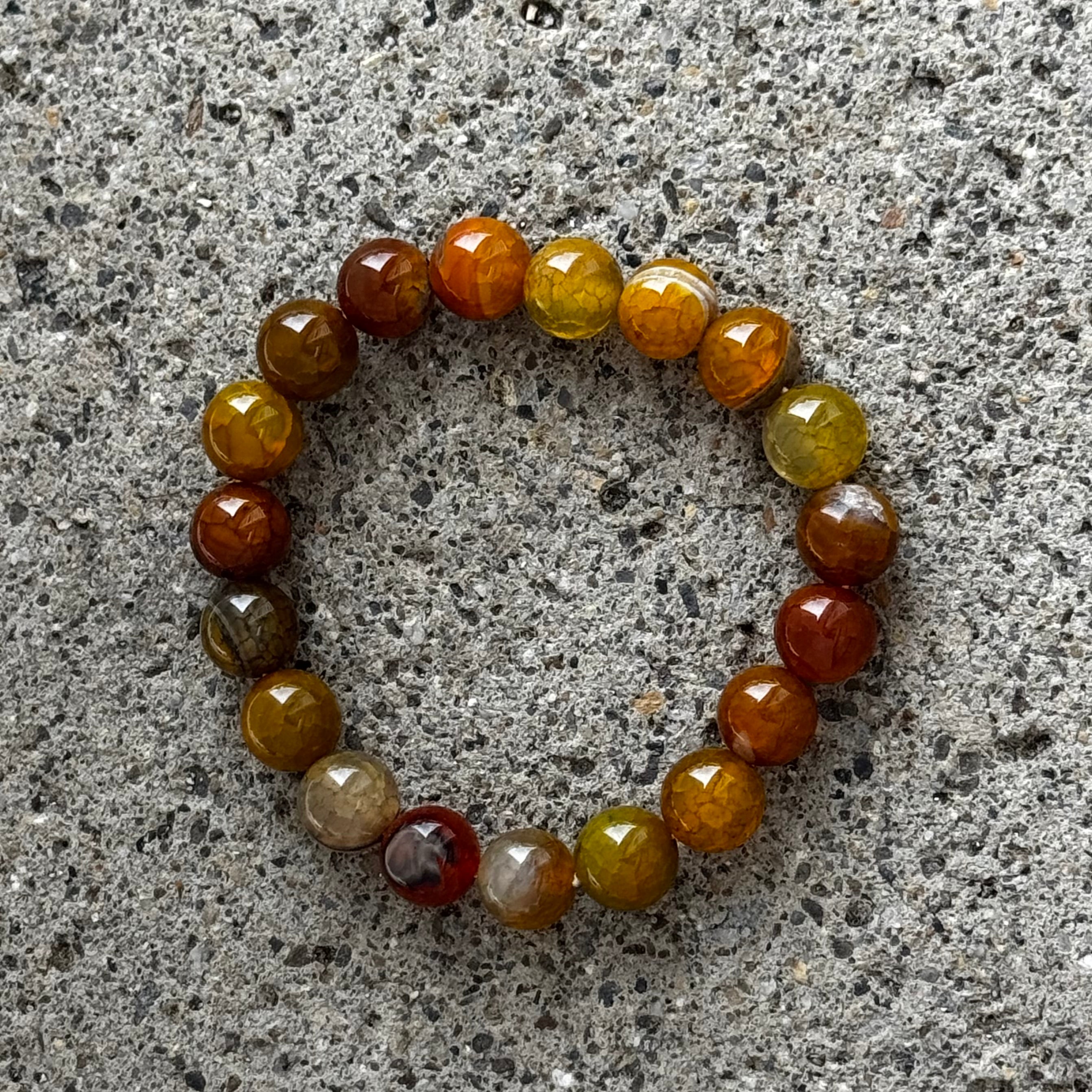 10MM BROWN DRAGON VEIN AGATE BEADED bracelet