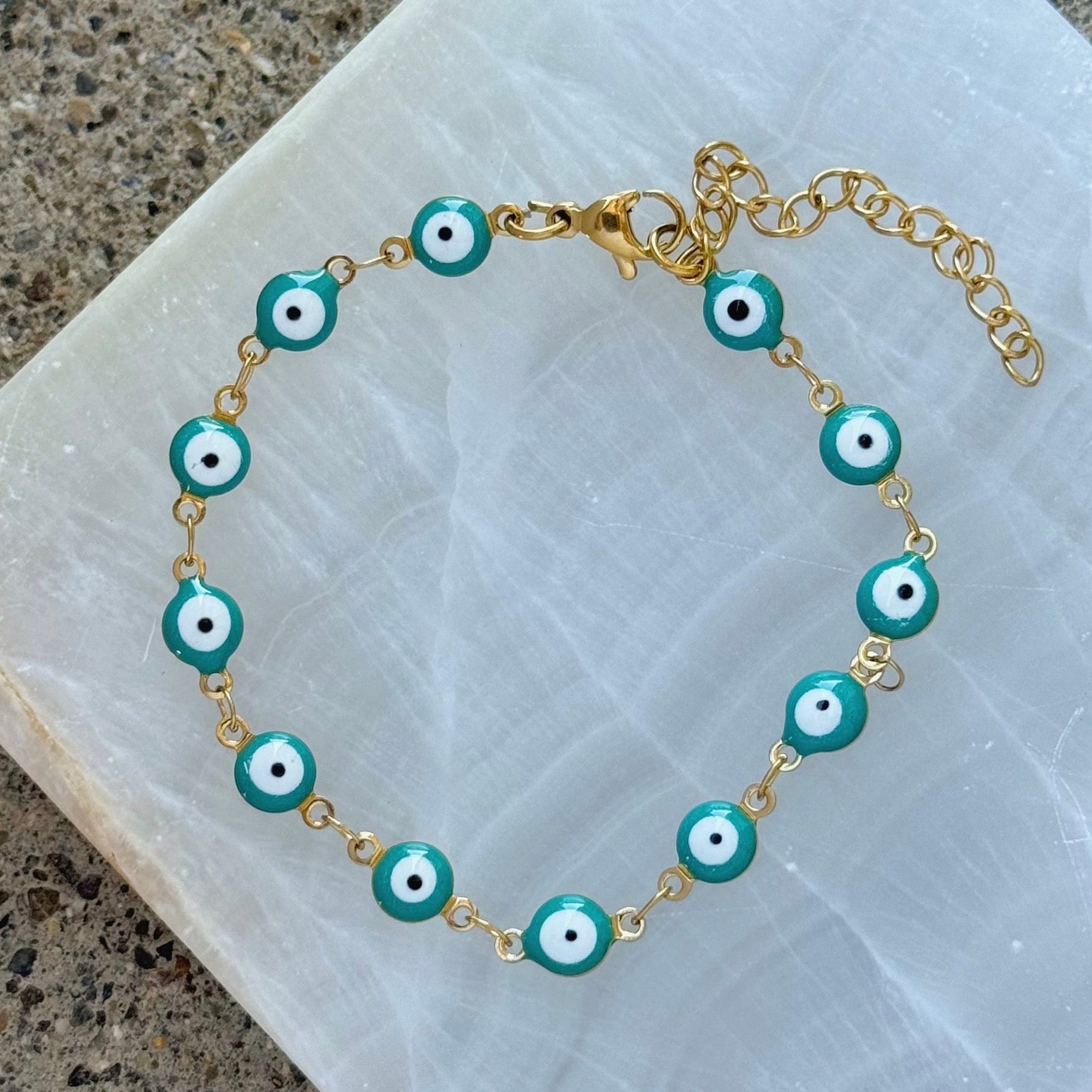 GOLD TEAL EVIL EYE STEEL bracelet