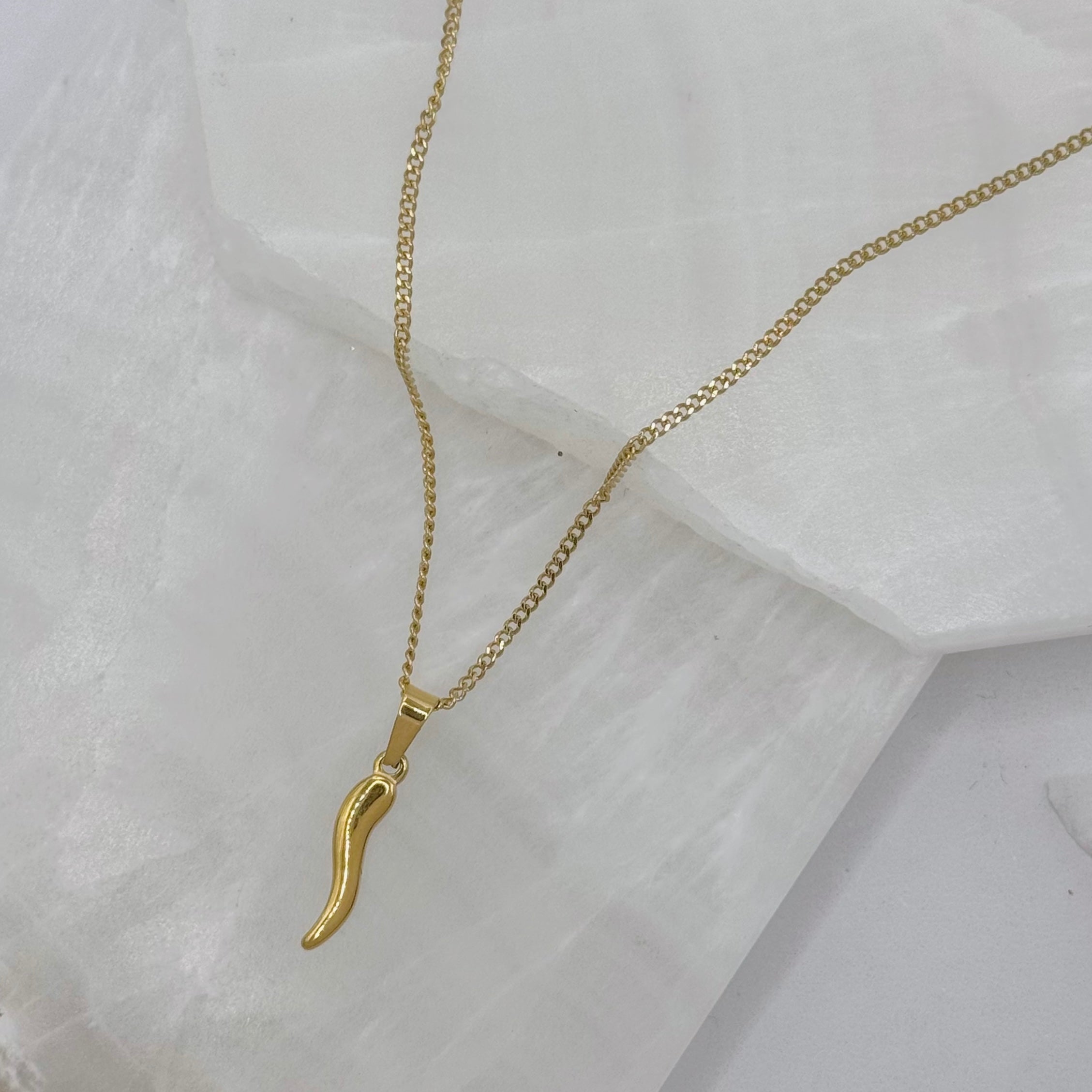 GOLD ITALIAN HORN MINI necklace