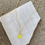 YELLOW ENAMEL HEART LOCK SUPER MINI necklace