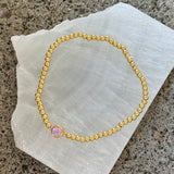 PINK BEZEL CRYSTAL STUD BEADED bracelet