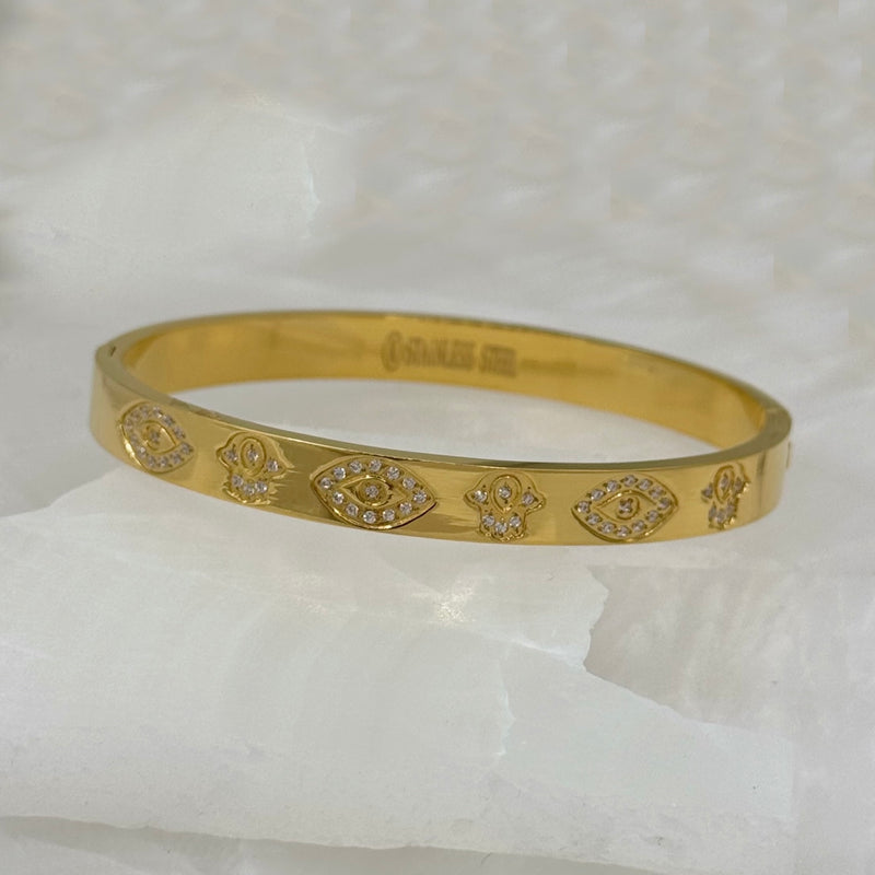 GOLD HAMSA EYE bangle
