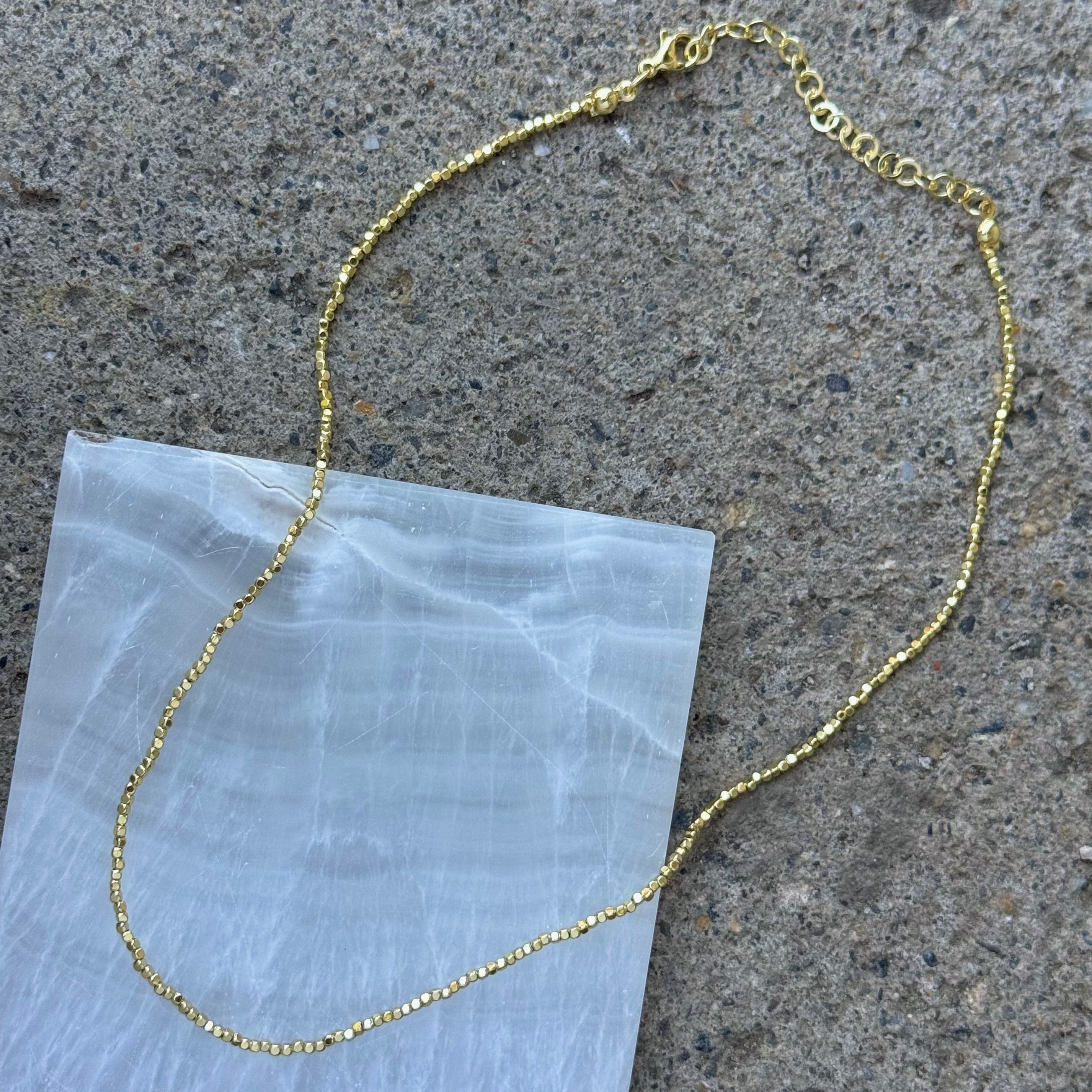 GOLDEN MICRO HIGH POLISH BEADED necklace