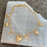 BUBBLE HEART & CRESCENT MOON anklet