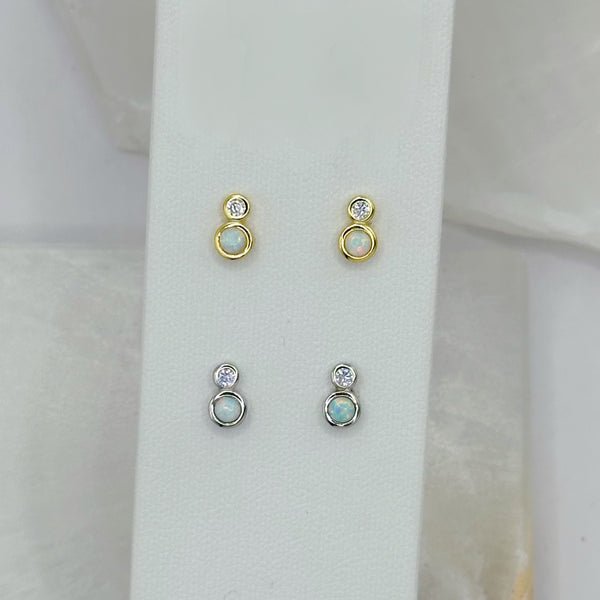 CRYSTAL WHITE OPAL STUD earrings