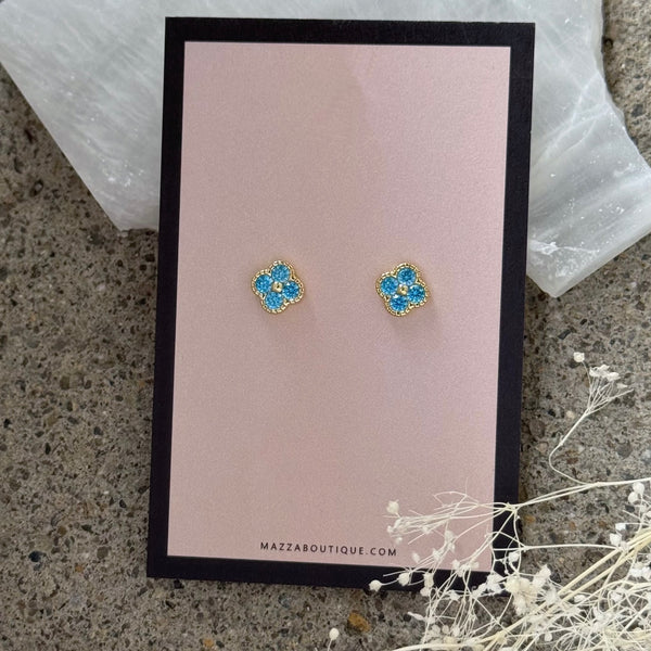GOOD LUCK AQUAMARINE CRYSTAL STUD earrings