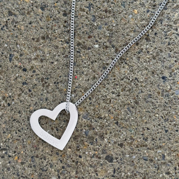 SILVER BELIEVE HEART necklace