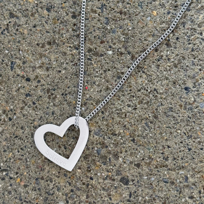 SILVER BELIEVE HEART necklace