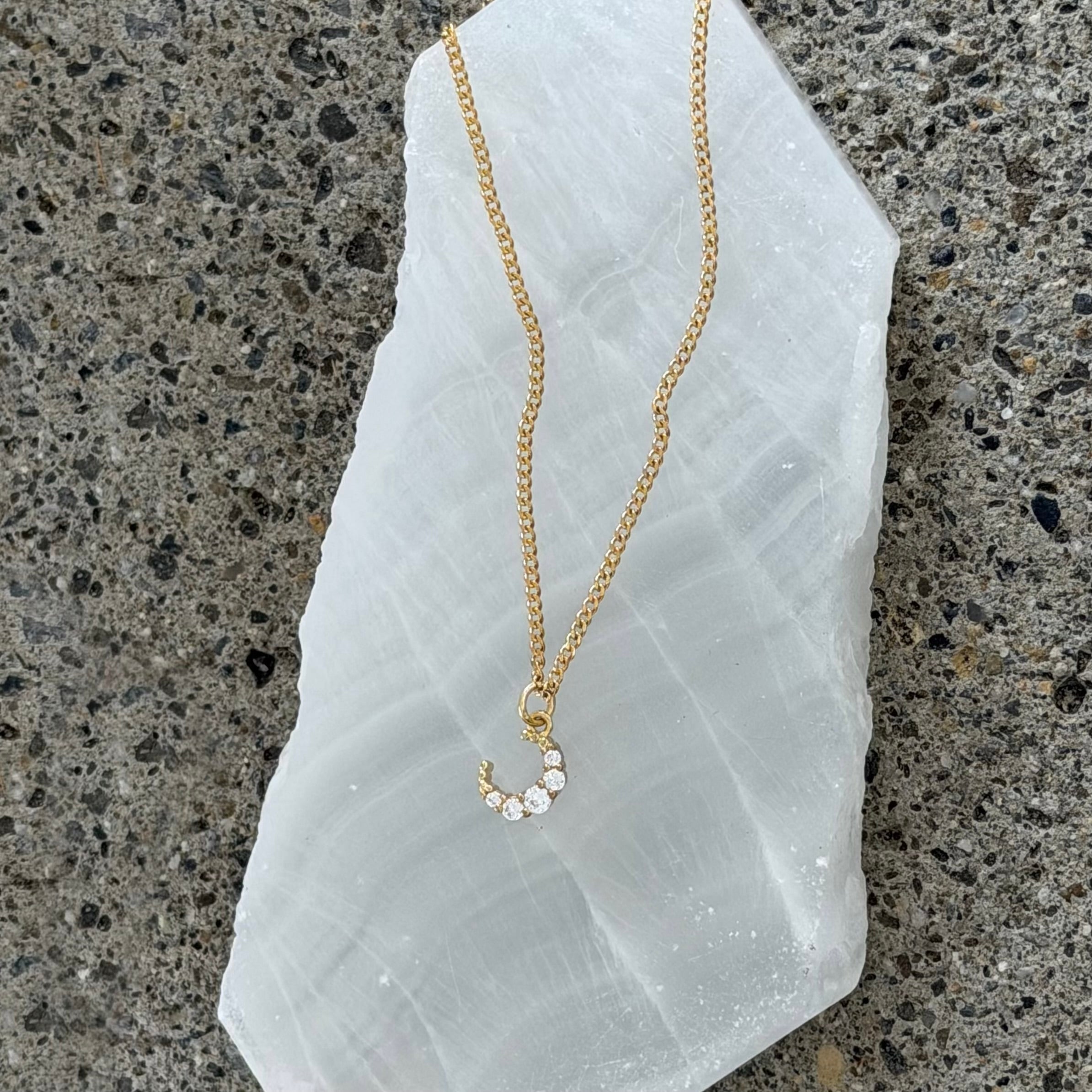 CRYSTAL CRESCENT MOON SUPER MINI II necklace