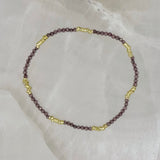 DIAMOND CUT PURPLE & GOLD BEADED STRETCHY bracelet