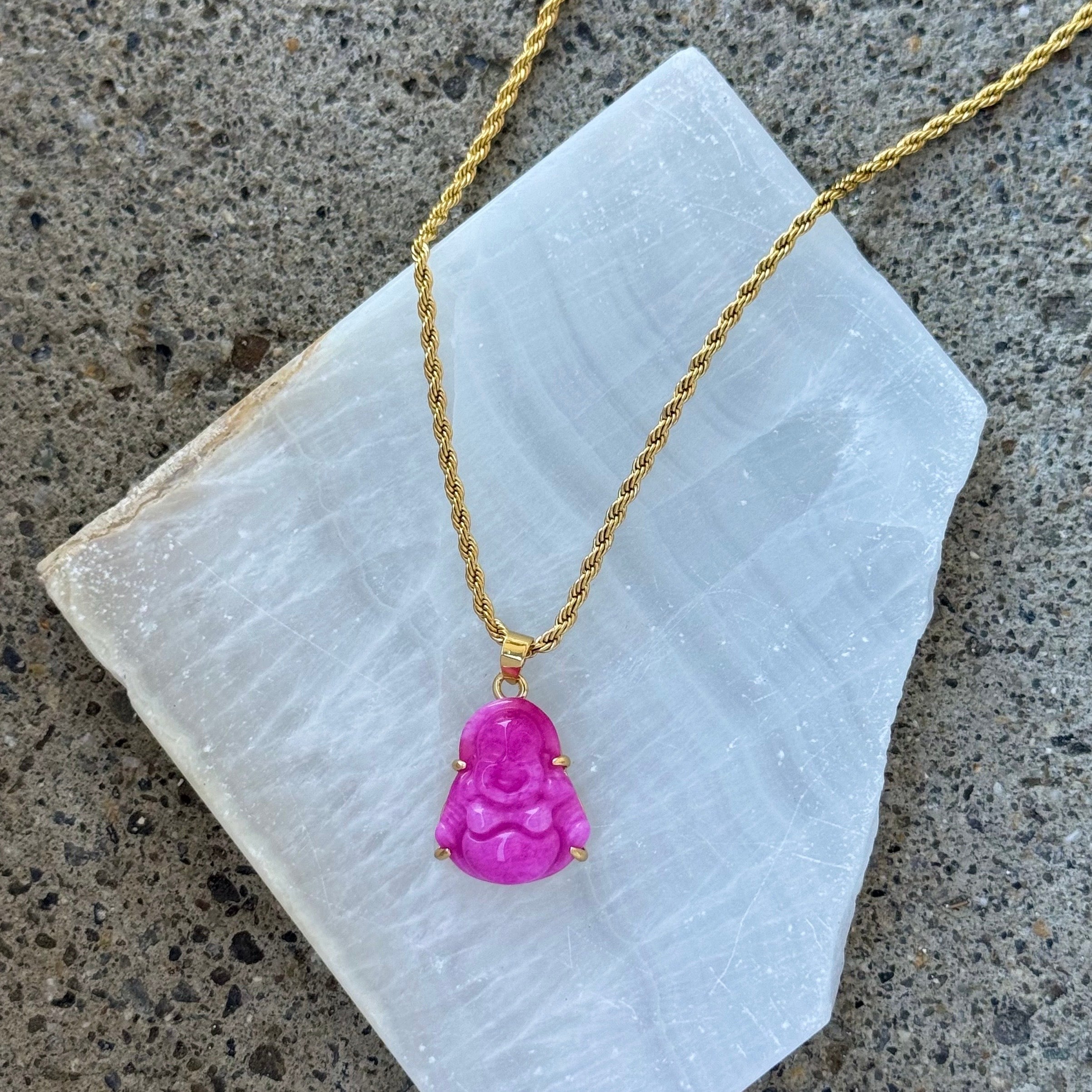 GOOD LUCK BUDDHA FUCHSIA MINI necklace