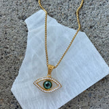 GOLDEN GREEN EVIL EYE necklace